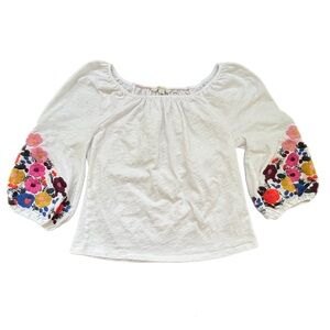 Boden Mexican Inspired Flower Embroidered Blouse - sz 8